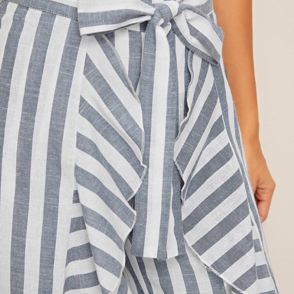 Boho Striped Ruffle Trim Wide Pants - Picture 5 of 6